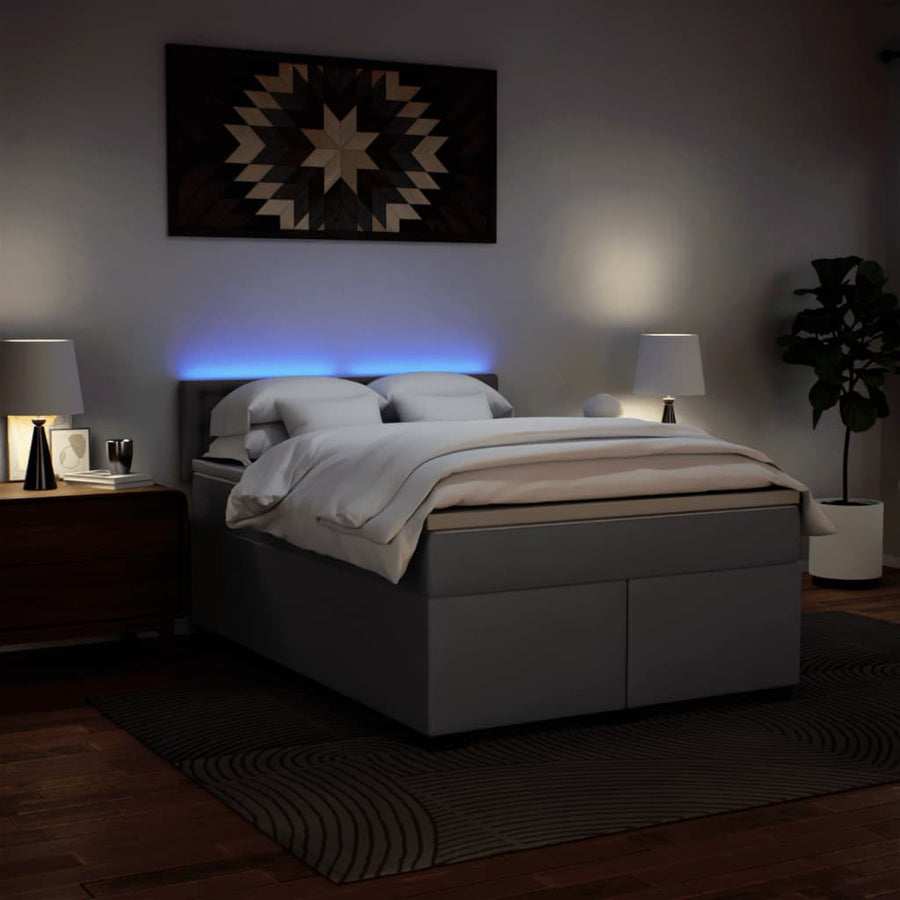 Boxspring met matras kunstleer grijs 160x200 cm