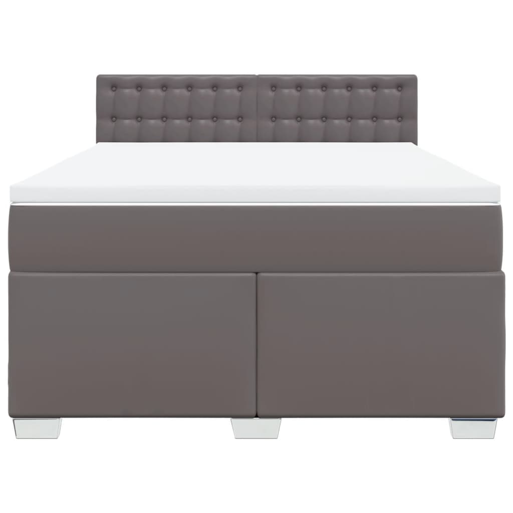 Boxspring met matras kunstleer grijs 160x200 cm