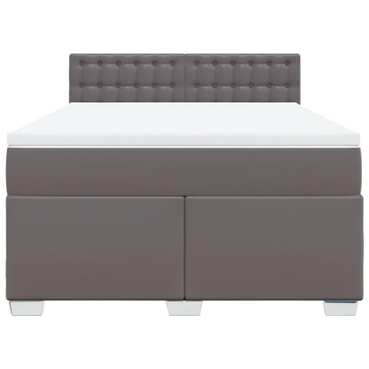 Boxspring met matras kunstleer grijs 160x200 cm