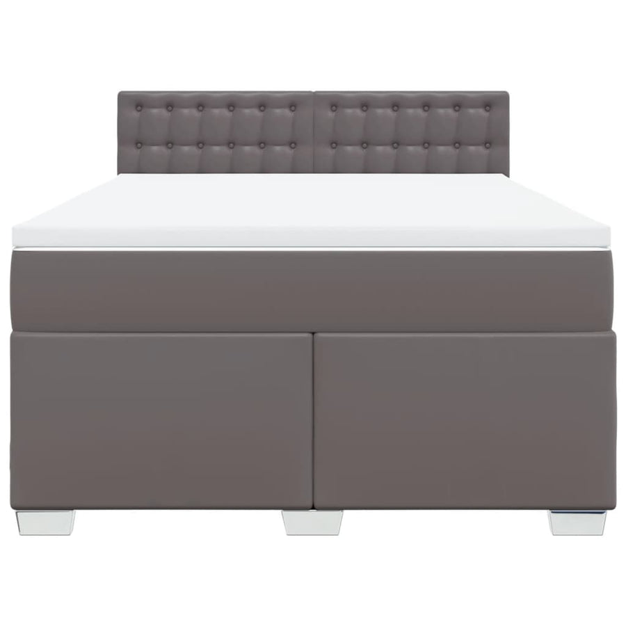 Boxspring met matras kunstleer grijs 160x200 cm