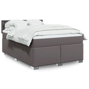 Box spring bed with faux leather mattress in grey, 160x200 cm