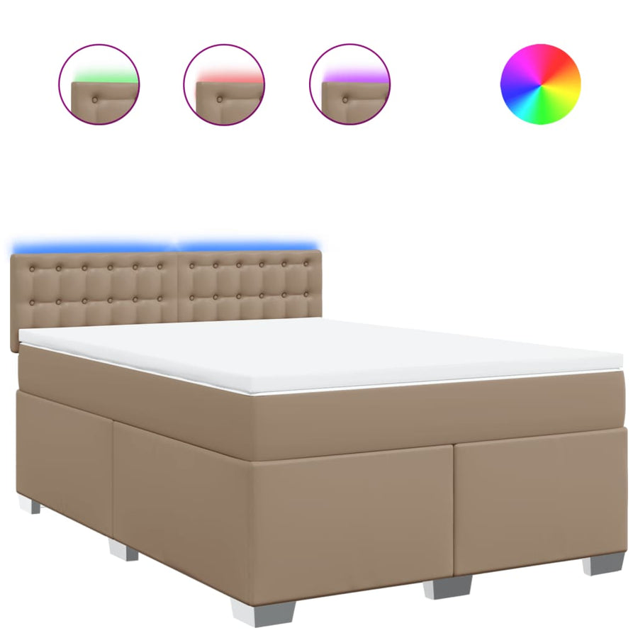 Boxspring met matras kunstleer cappuccinokleurig 160x200 cm