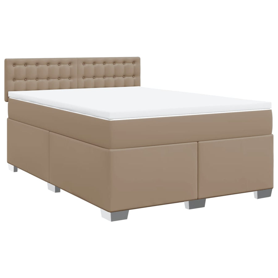 Boxspring met matras kunstleer cappuccinokleurig 160x200 cm