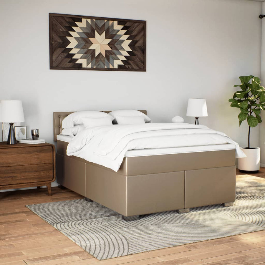 Boxspring met matras kunstleer cappuccinokleurig 160x200 cm