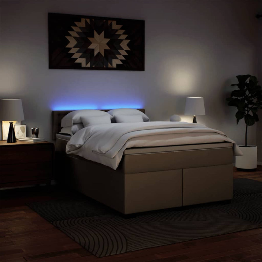 Boxspring met matras kunstleer cappuccinokleurig 160x200 cm