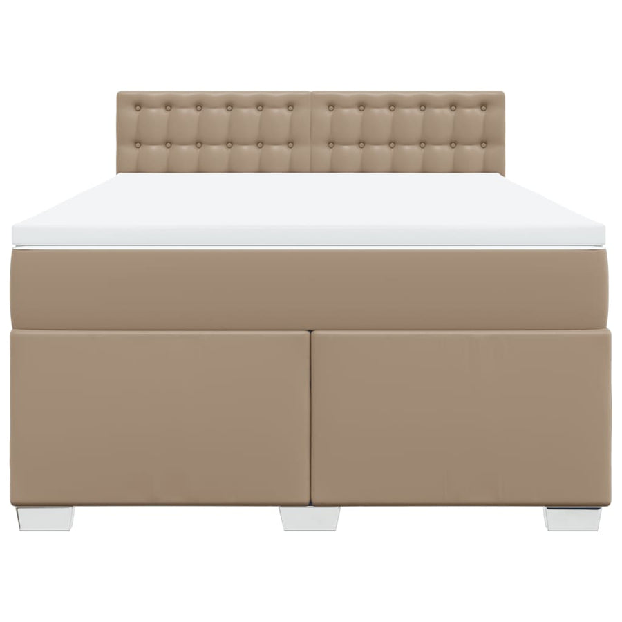 Boxspring met matras kunstleer cappuccinokleurig 160x200 cm