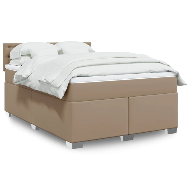 Boxspring met matras kunstleer cappuccinokleurig 160x200 cm