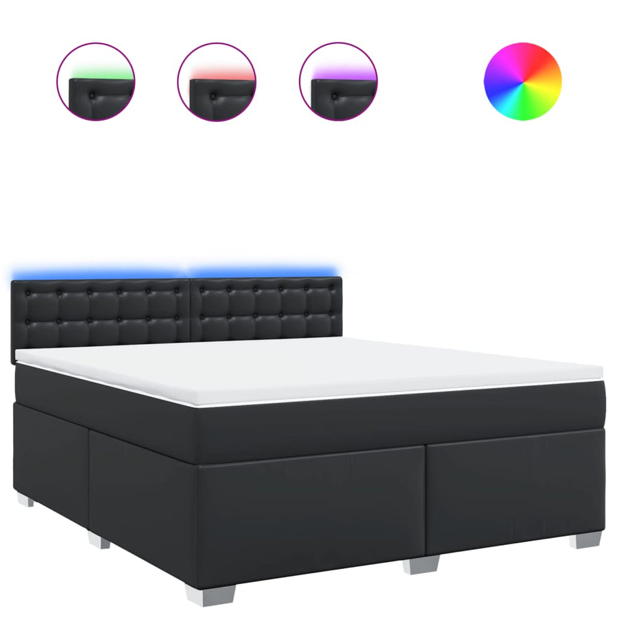 Boxspring met matras kunstleer zwart 180x200 cm