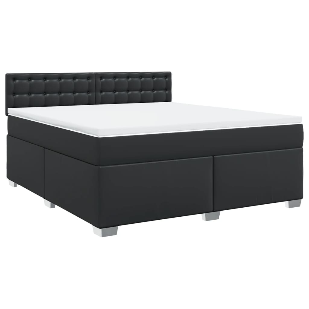 Boxspring met matras kunstleer zwart 180x200 cm