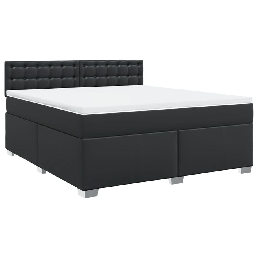 Boxspring met matras kunstleer zwart 180x200 cm