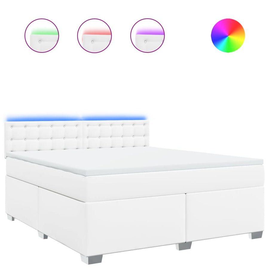 Boxspring met matras kunstleer wit 180x200 cm