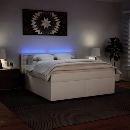 Boxspring met matras kunstleer wit 180x200 cm