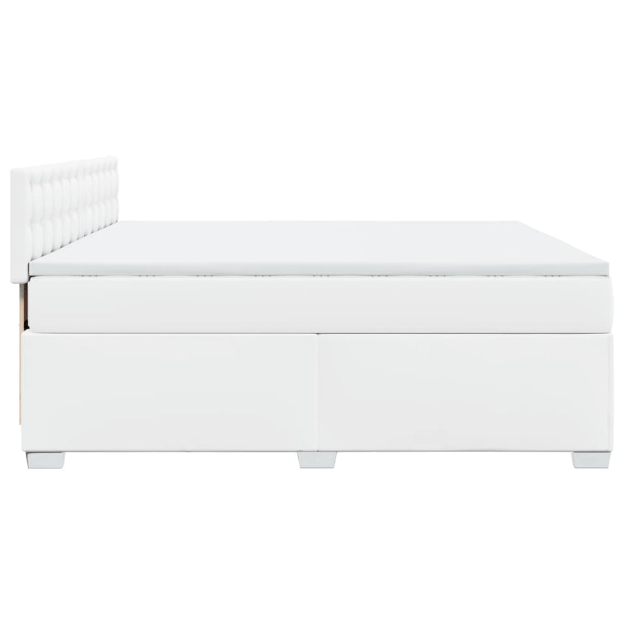 Boxspring met matras kunstleer wit 180x200 cm