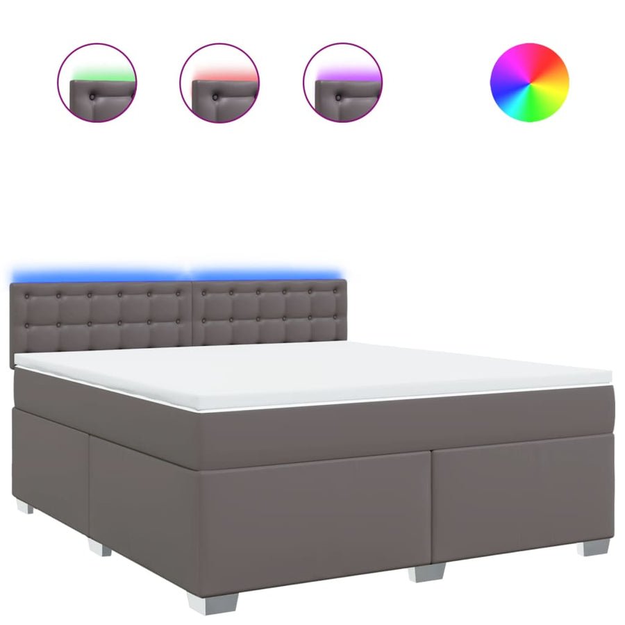 Boxspring met matras kunstleer grijs 180x200 cm