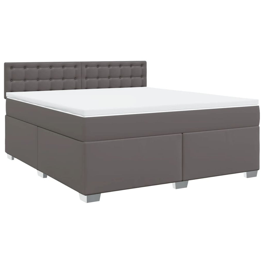Boxspring met matras kunstleer grijs 180x200 cm