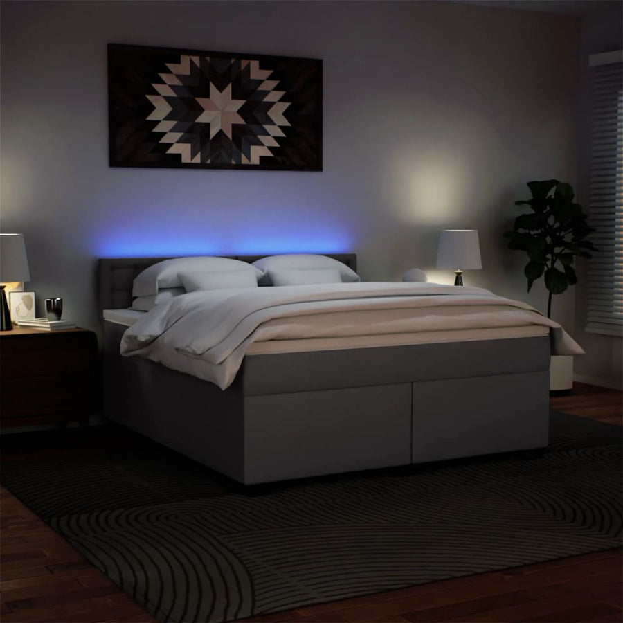Boxspring met matras kunstleer grijs 180x200 cm