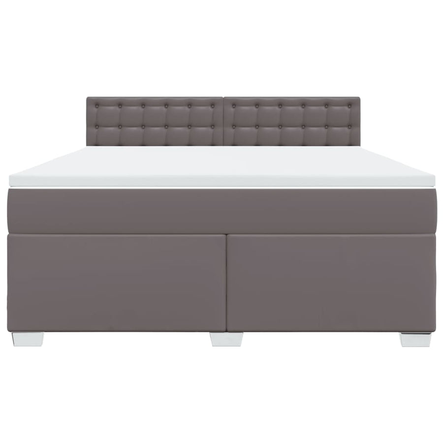 Boxspring met matras kunstleer grijs 180x200 cm