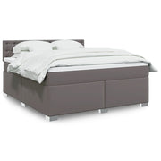 Box spring with mattress faux leather grey 180x200 cm