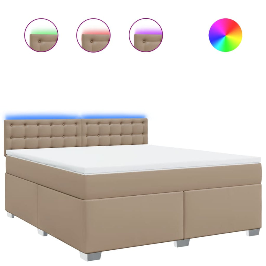 Boxspring met matras kunstleer cappuccinokleurig 180x200 cm