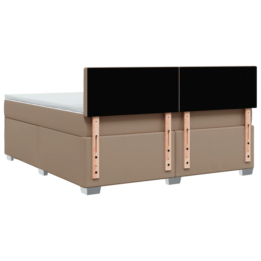 Boxspring met matras kunstleer cappuccinokleurig 180x200 cm