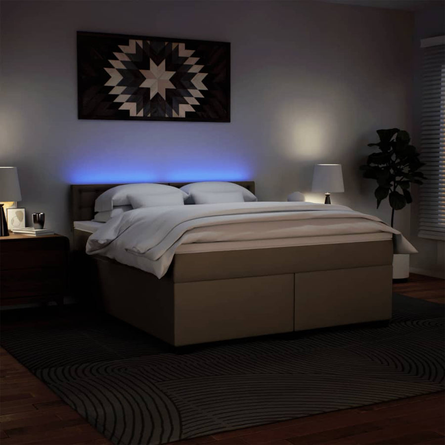 Boxspring met matras kunstleer cappuccinokleurig 180x200 cm