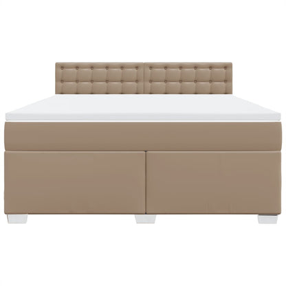 Boxspring met matras kunstleer cappuccinokleurig 180x200 cm