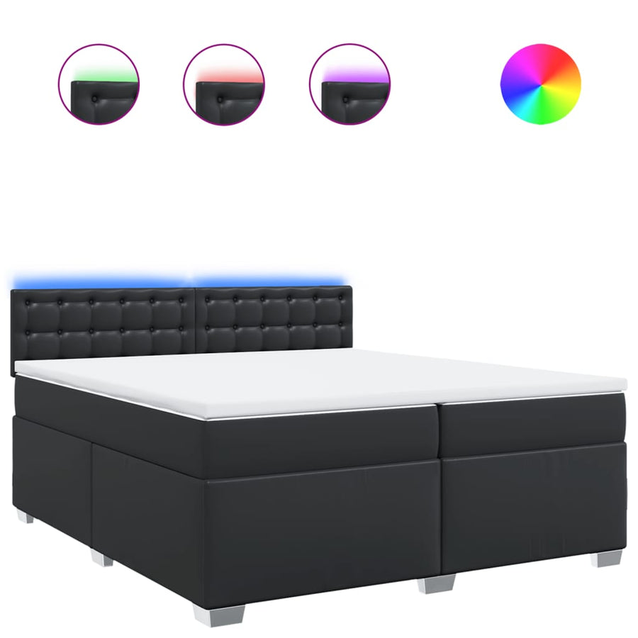 Boxspring met matras kunstleer zwart 200x200 cm