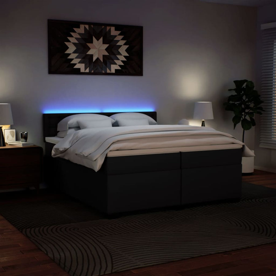 Boxspring met matras kunstleer zwart 200x200 cm