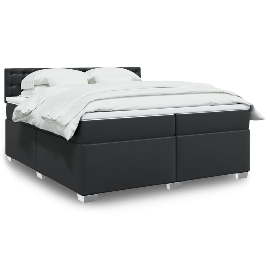 Boxspring met matras kunstleer zwart 200x200 cm