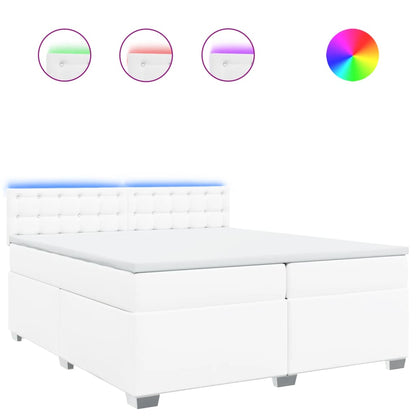 Boxspring met matras kunstleer wit 200x200 cm