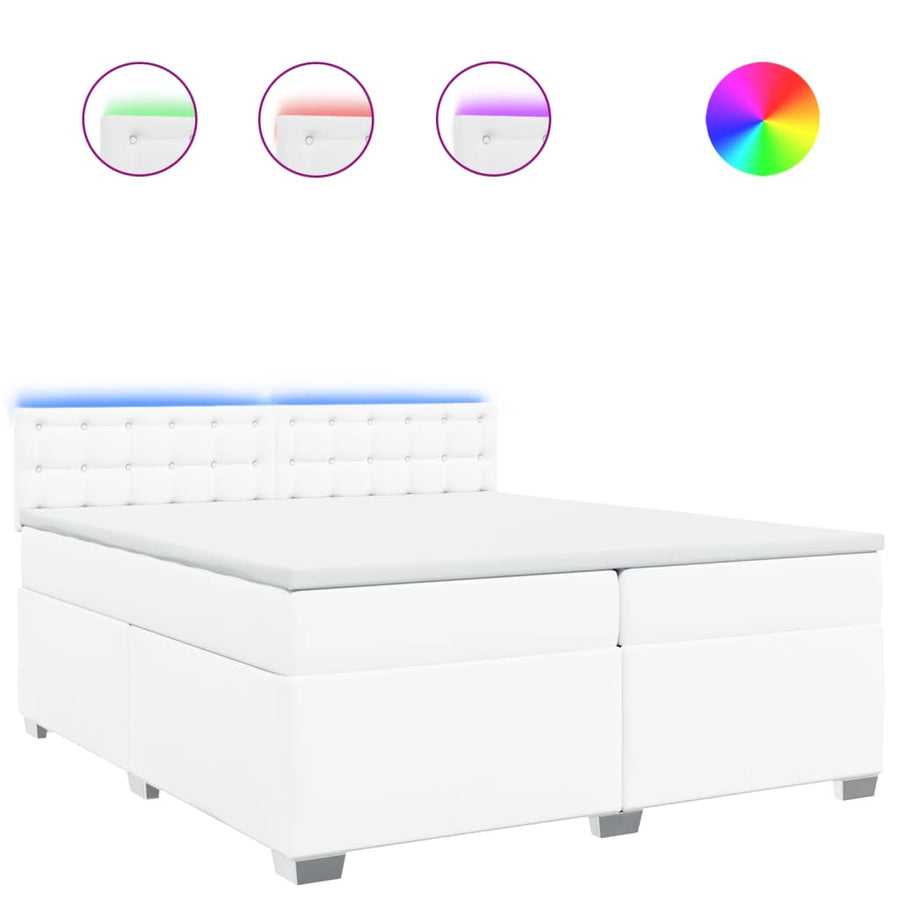 Boxspring met matras kunstleer wit 200x200 cm