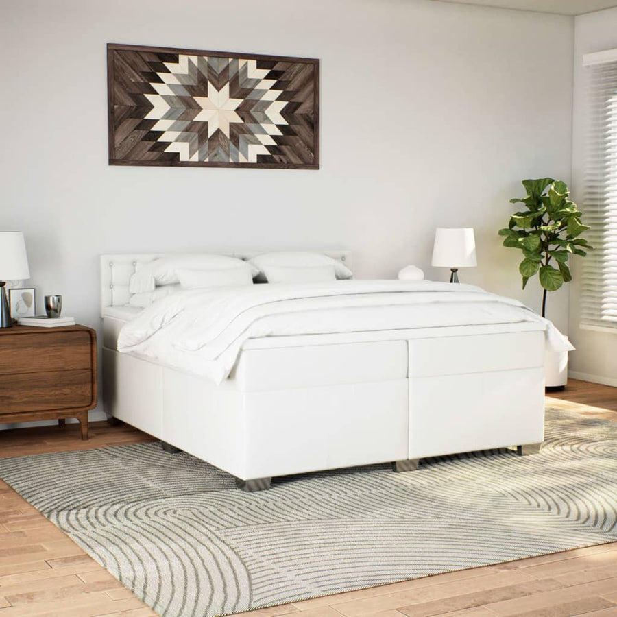 Boxspring met matras kunstleer wit 200x200 cm