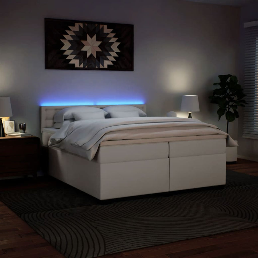 Boxspring met matras kunstleer wit 200x200 cm
