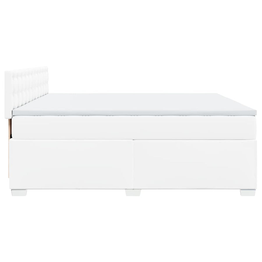 Boxspring met matras kunstleer wit 200x200 cm