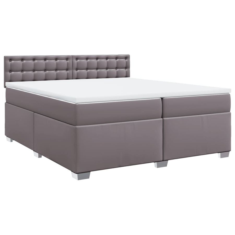Boxspring met matras kunstleer grijs 200x200 cm