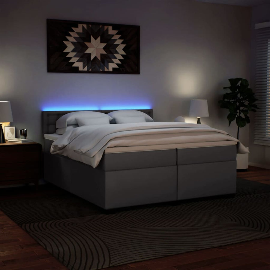 Boxspring met matras kunstleer grijs 200x200 cm