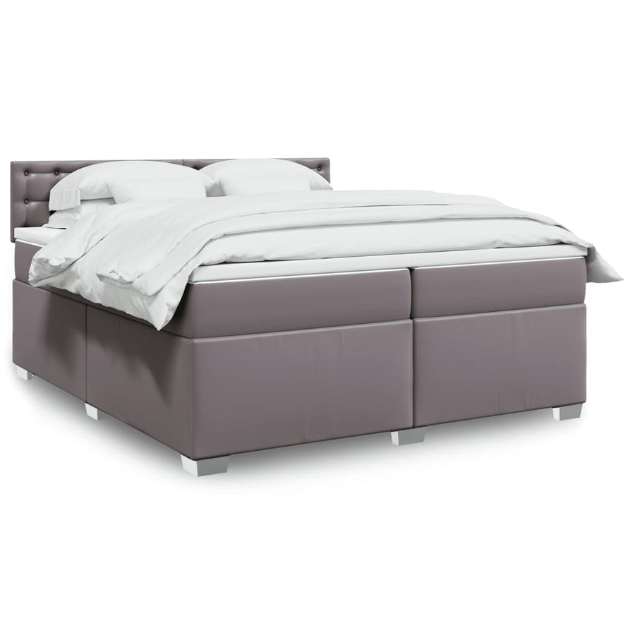 Boxspring met matras kunstleer grijs 200x200 cm