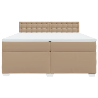Boxspring met matras kunstleer cappuccinokleurig 200x200 cm