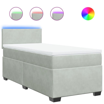 Boxspring met matras fluweel lichtgrijs 80x200 cm
