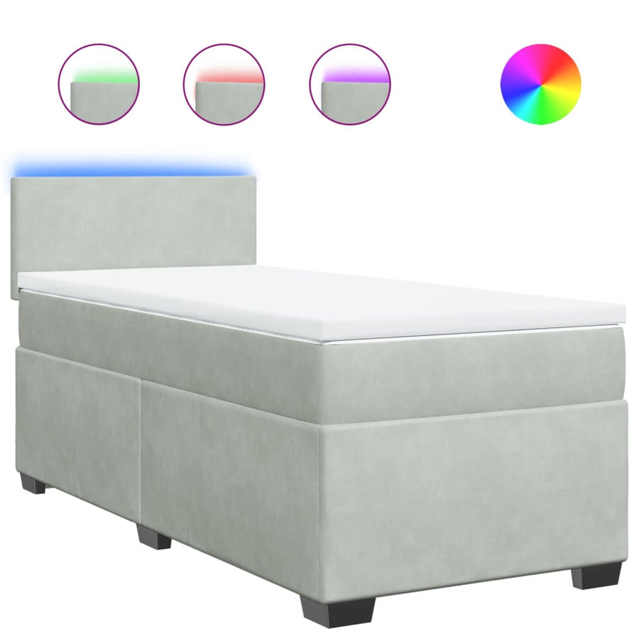 Boxspring met matras fluweel lichtgrijs 80x200 cm