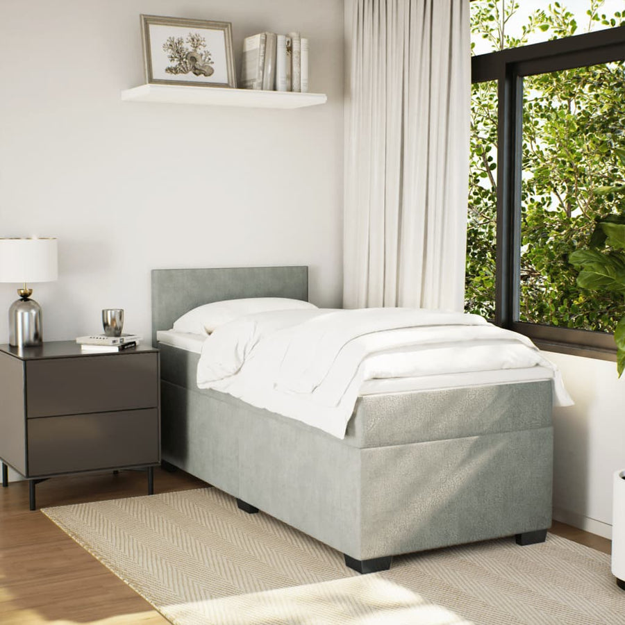 Boxspring met matras fluweel lichtgrijs 80x200 cm