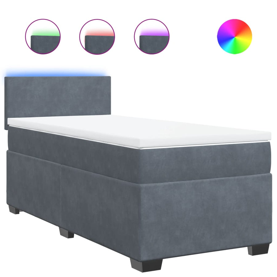 Boxspring met matras fluweel donkergrijs 80x200 cm