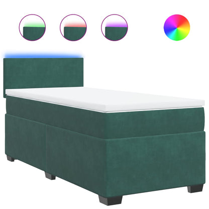 Boxspring met matras fluweel donkergroen 80x200 cm
