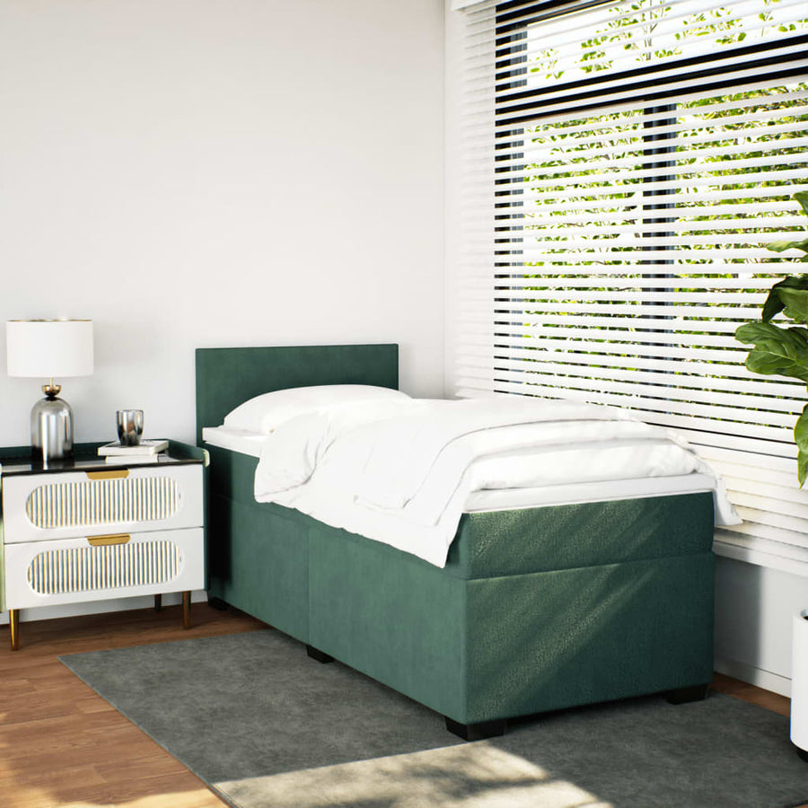 Boxspring met matras fluweel donkergroen 80x200 cm