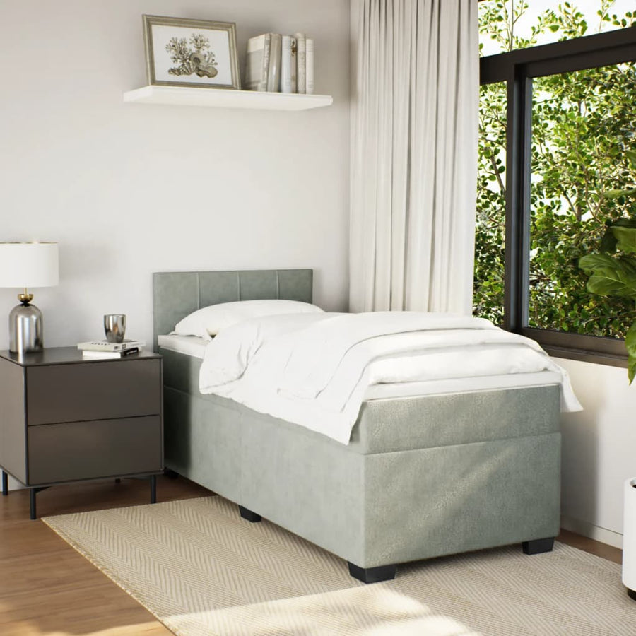 Boxspring met matras fluweel lichtgrijs 80x200 cm