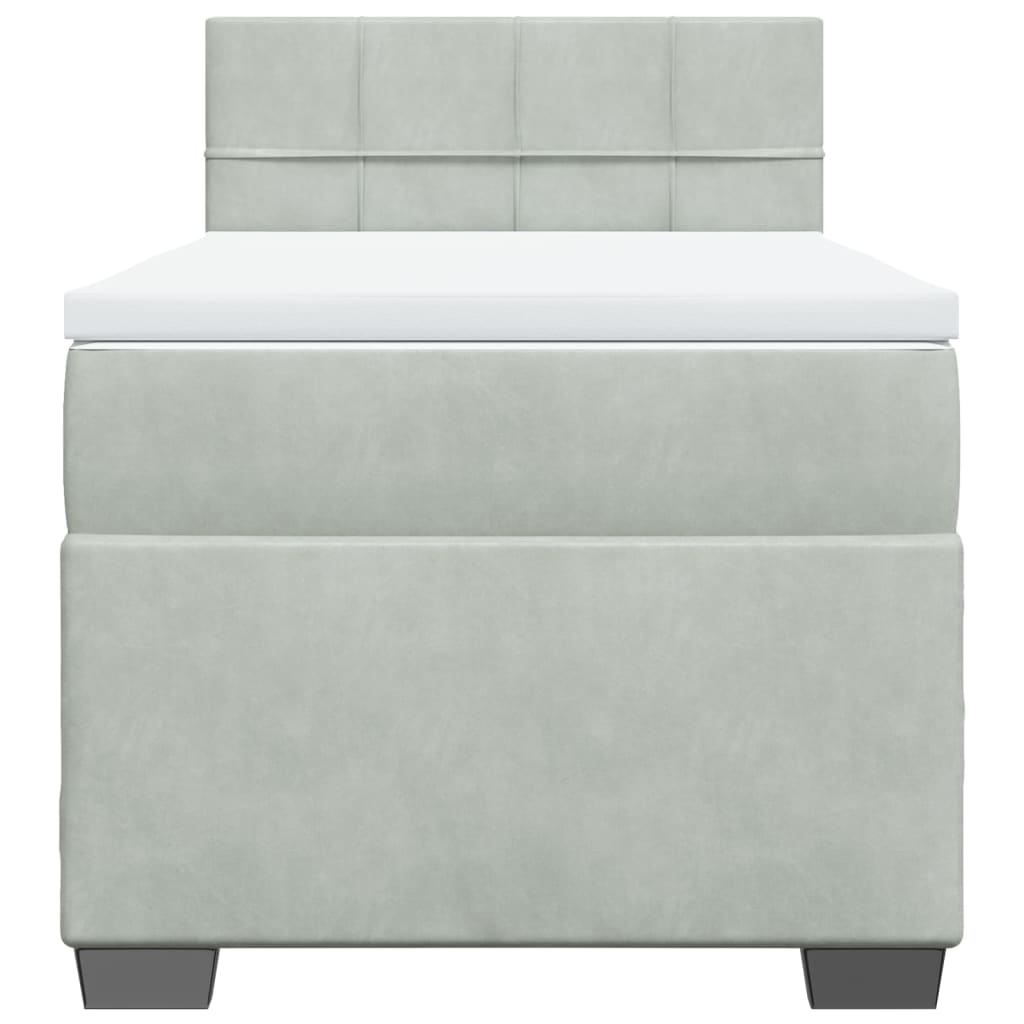 Boxspring met matras fluweel lichtgrijs 80x200 cm