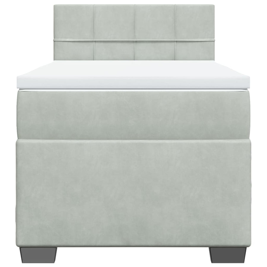 Boxspring met matras fluweel lichtgrijs 80x200 cm