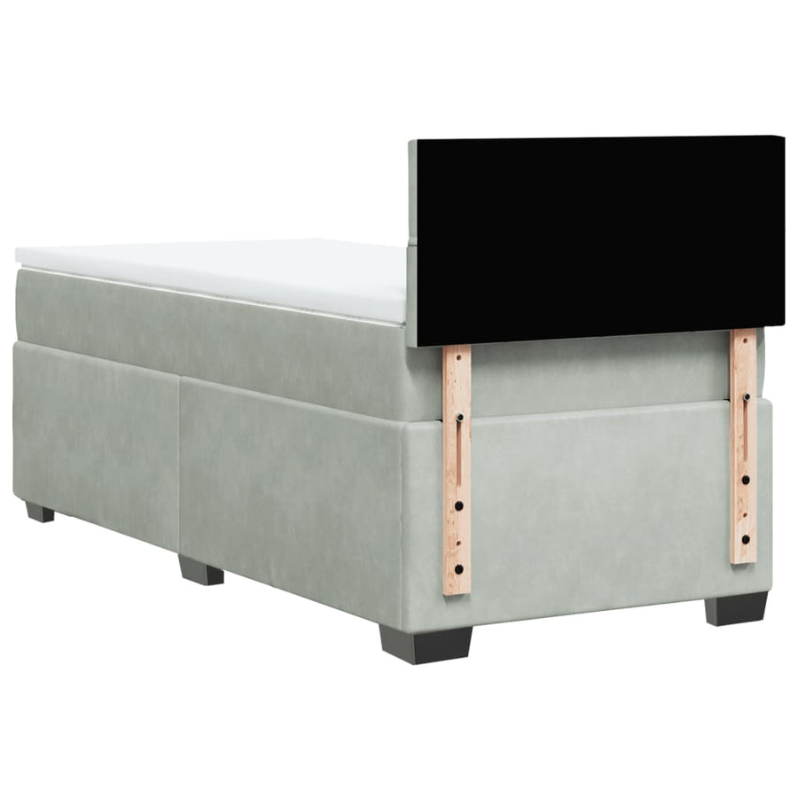 Boxspring met matras fluweel lichtgrijs 80x200 cm