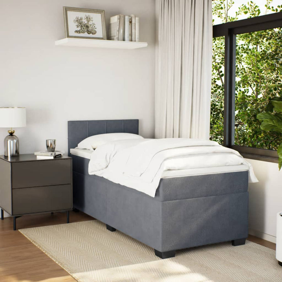 Boxspring met matras fluweel donkergrijs 80x200 cm