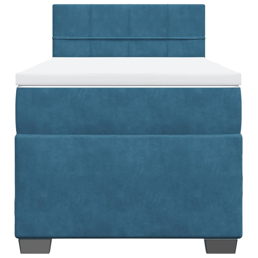 Boxspring met matras fluweel blauw 80x200 cm